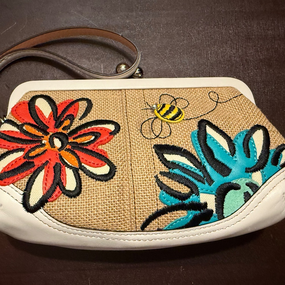 Coach Limited Edition “Bumblebee & Flowers” multi color wristlet